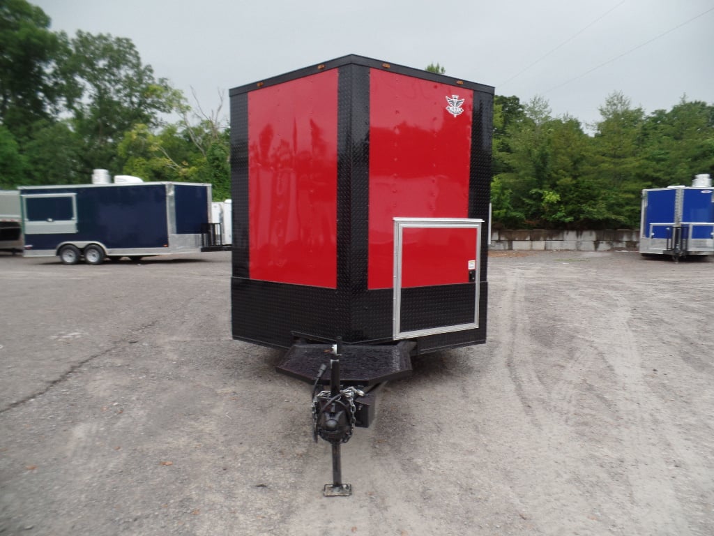 8.5' x 22' Red Blackout Trim Concession Food Trailer With Appliances