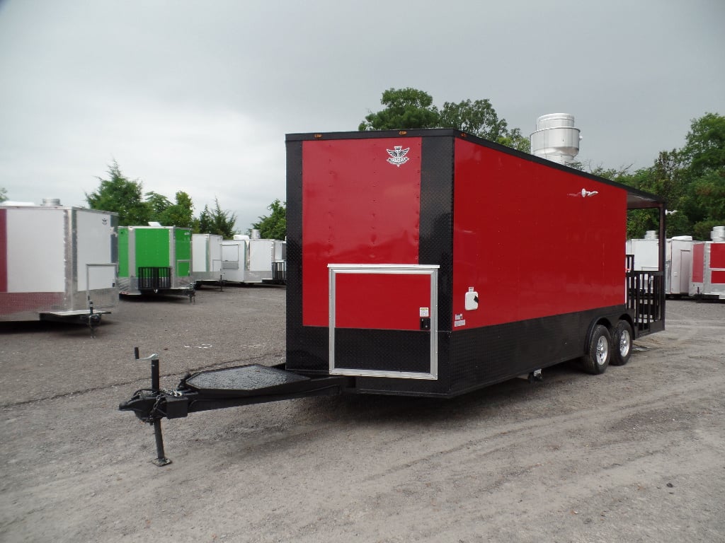 8.5' x 22' Red Blackout Trim Concession Food Trailer With Appliances