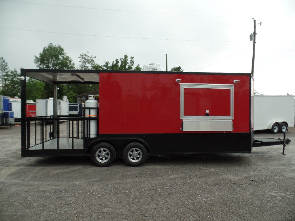 8.5' x 22' Red Blackout Trim Concession Food Trailer With Appliances