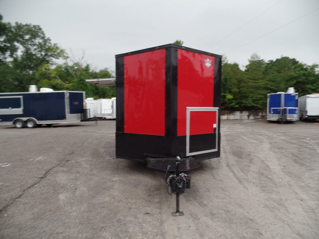 8.5' x 22' Red Blackout Trim Concession Food Trailer With Appliances