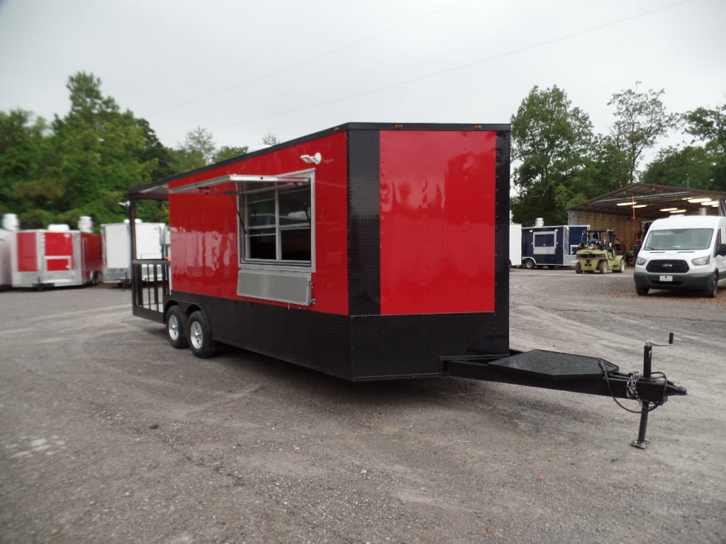 8.5' x 22' Red Blackout Trim Concession Food Trailer With Appliances