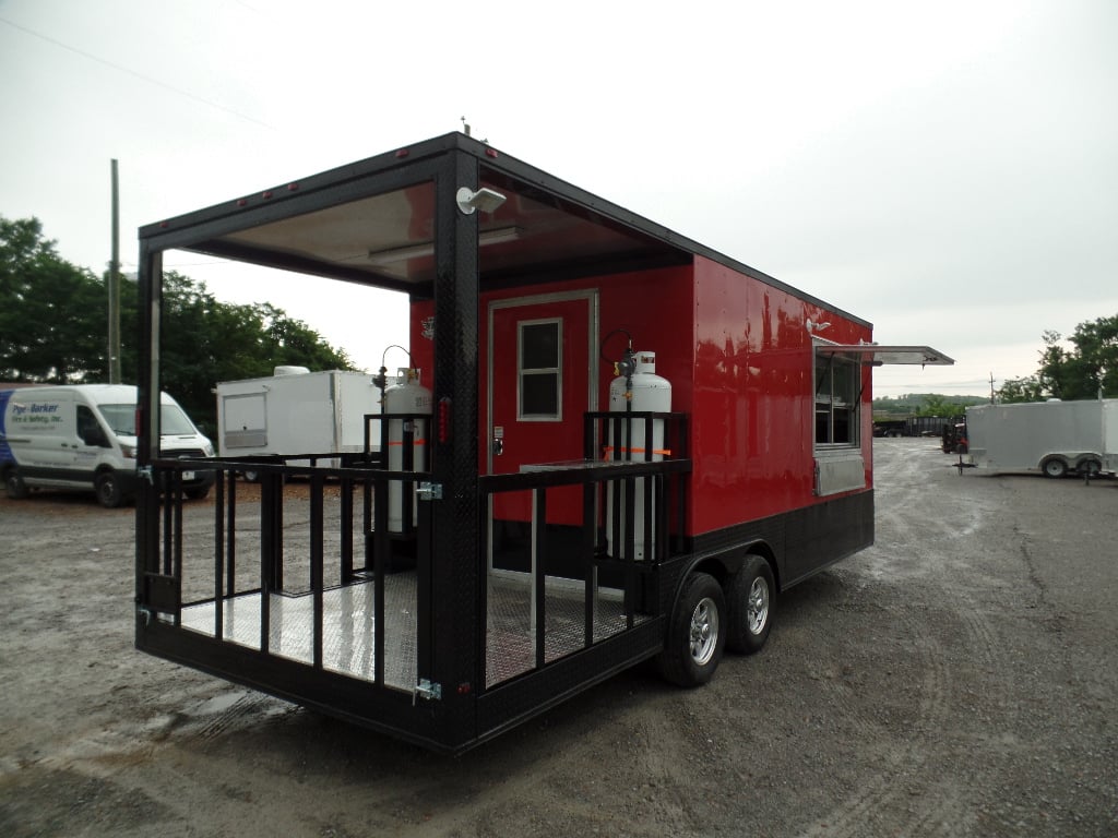 8.5' x 22' Red Blackout Trim Concession Food Trailer With Appliances