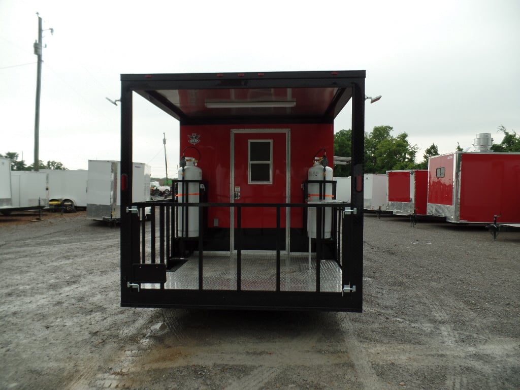 8.5' x 22' Red Blackout Trim Concession Food Trailer With Appliances