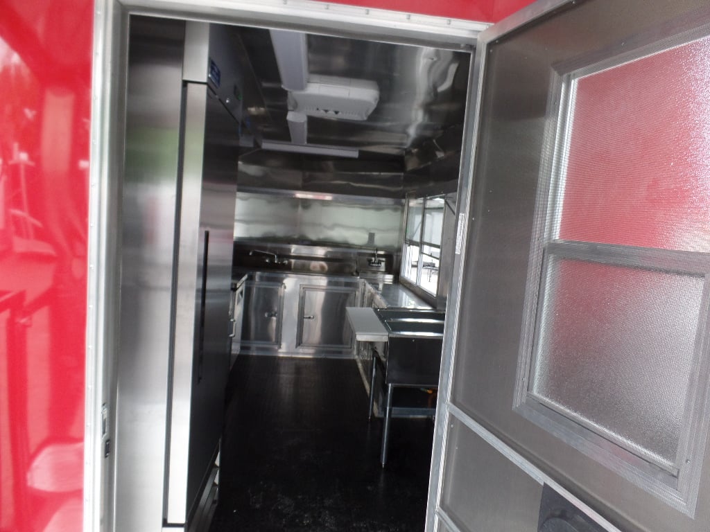 8.5' x 22' Red Blackout Trim Concession Food Trailer With Appliances