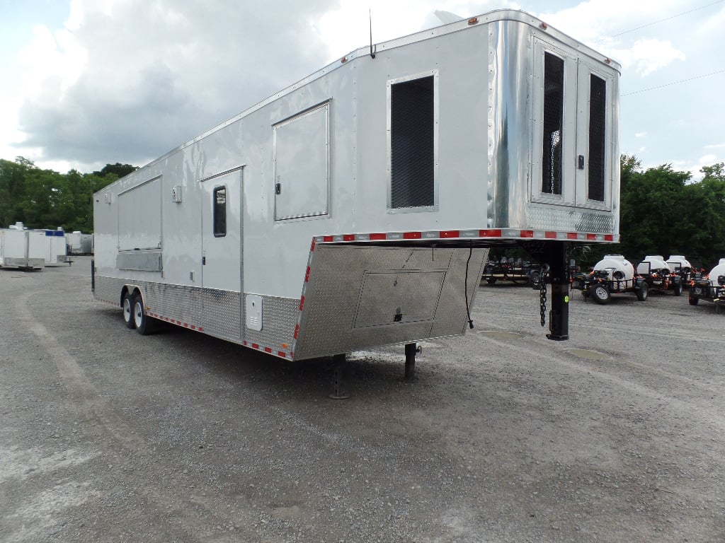 8.5' x 40' White Goose-neck Concession Food Trailer