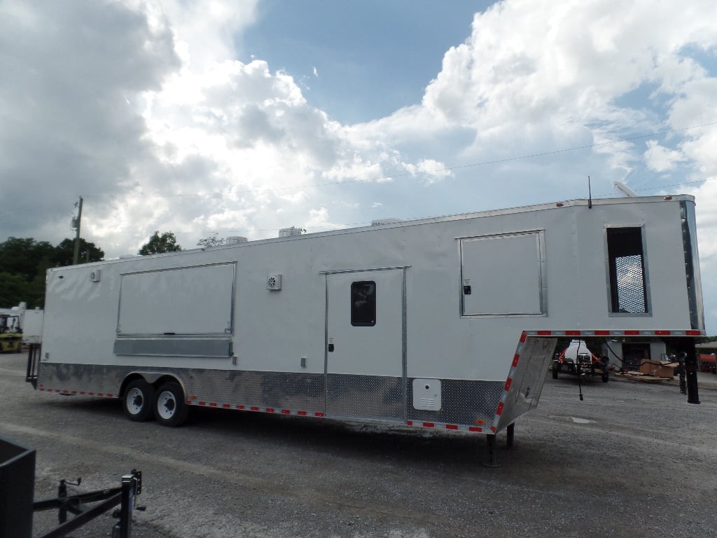 8.5' x 40' White Goose-neck Concession Food Trailer