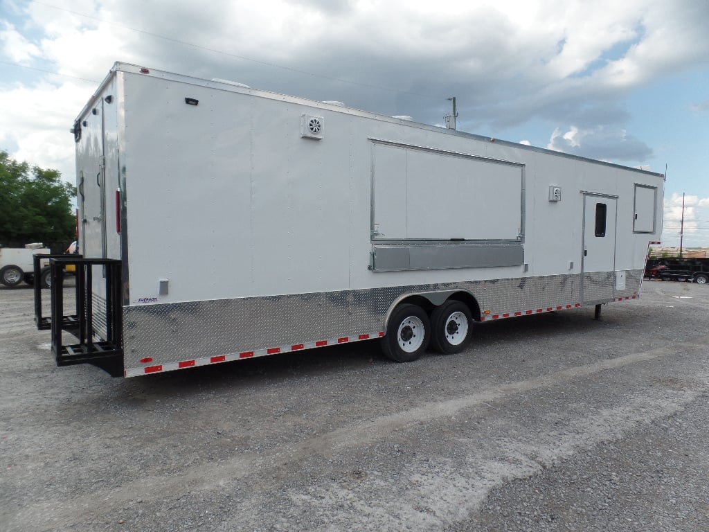 8.5' x 40' White Goose-neck Concession Food Trailer