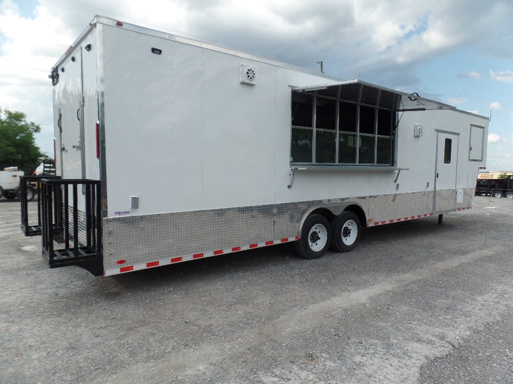 8.5' x 40' White Goose-neck Concession Food Trailer