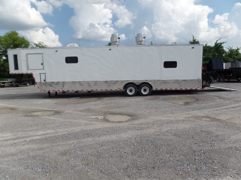 8.5' x 40' White Goose-neck Concession Food Trailer