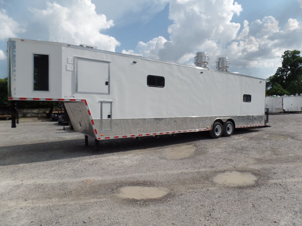 8.5' x 40' White Goose-neck Concession Food Trailer