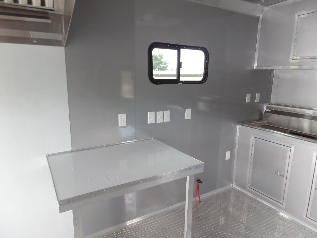 8.5' x 40' White Goose-neck Concession Food Trailer