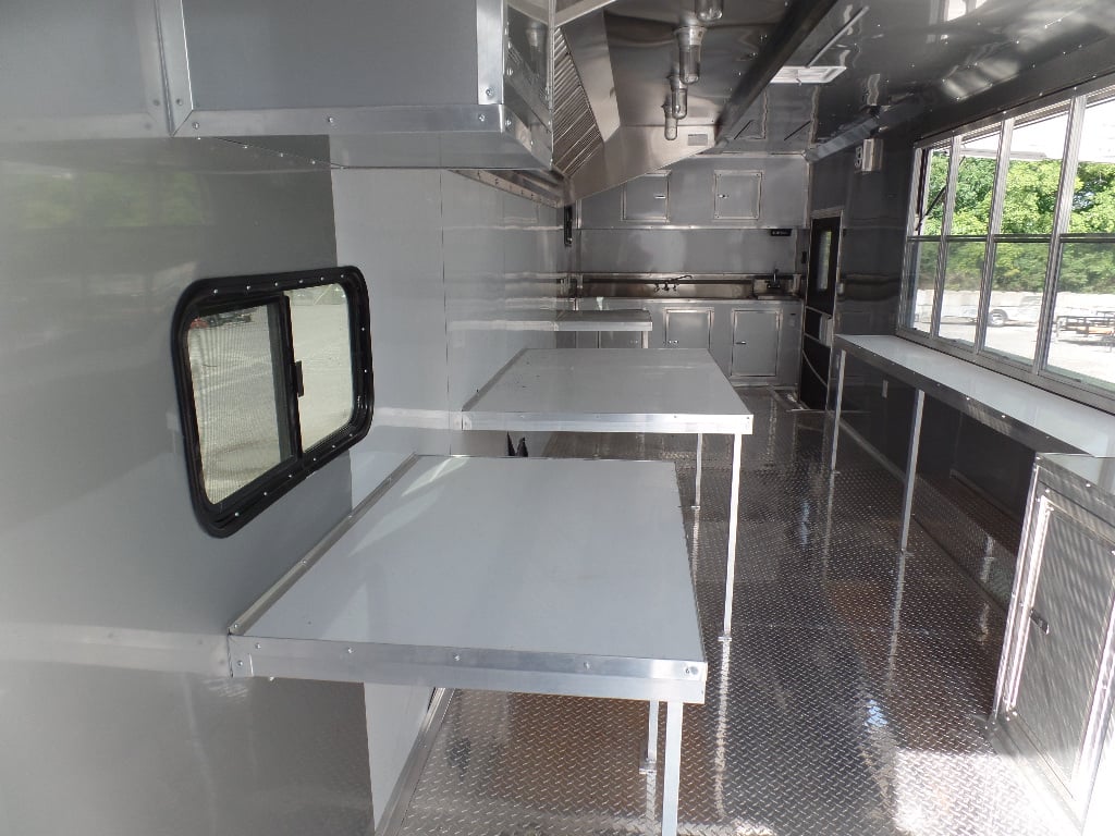 8.5' x 40' White Goose-neck Concession Food Trailer