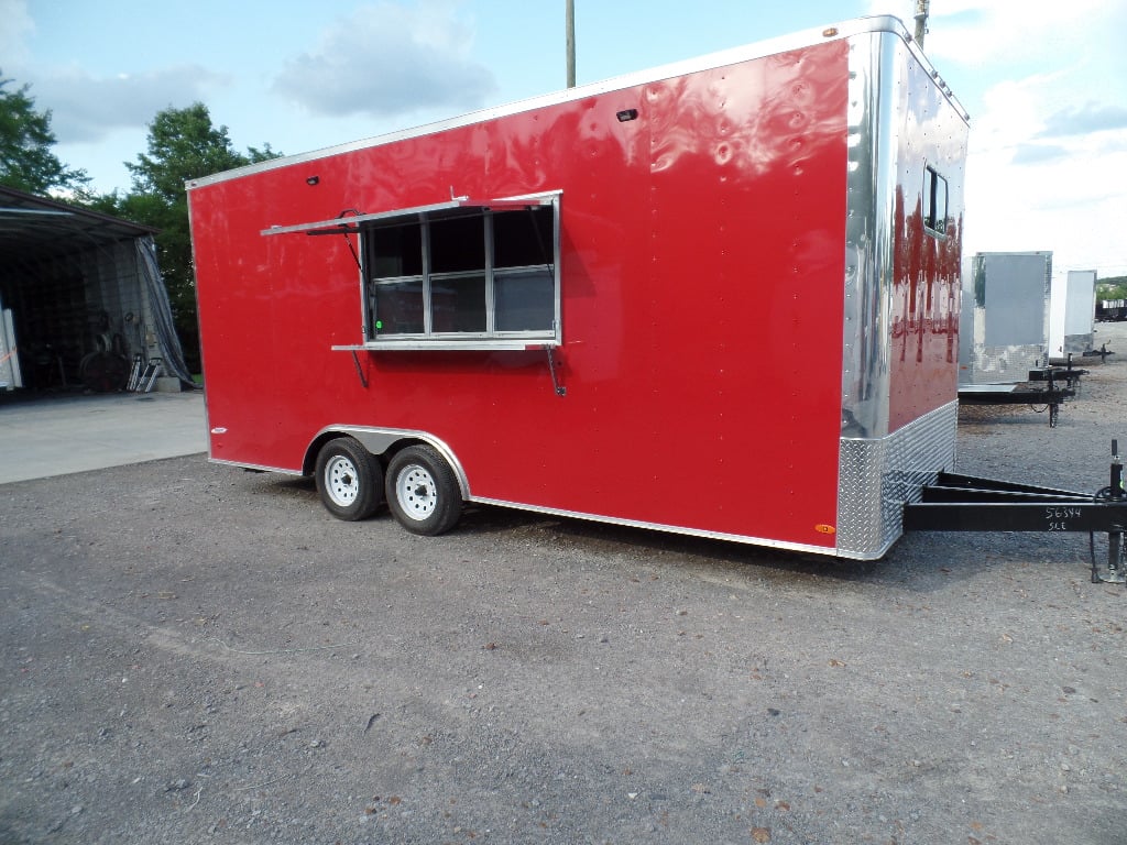 8.5' x 20' Red Food Catering Event Concession Trailer