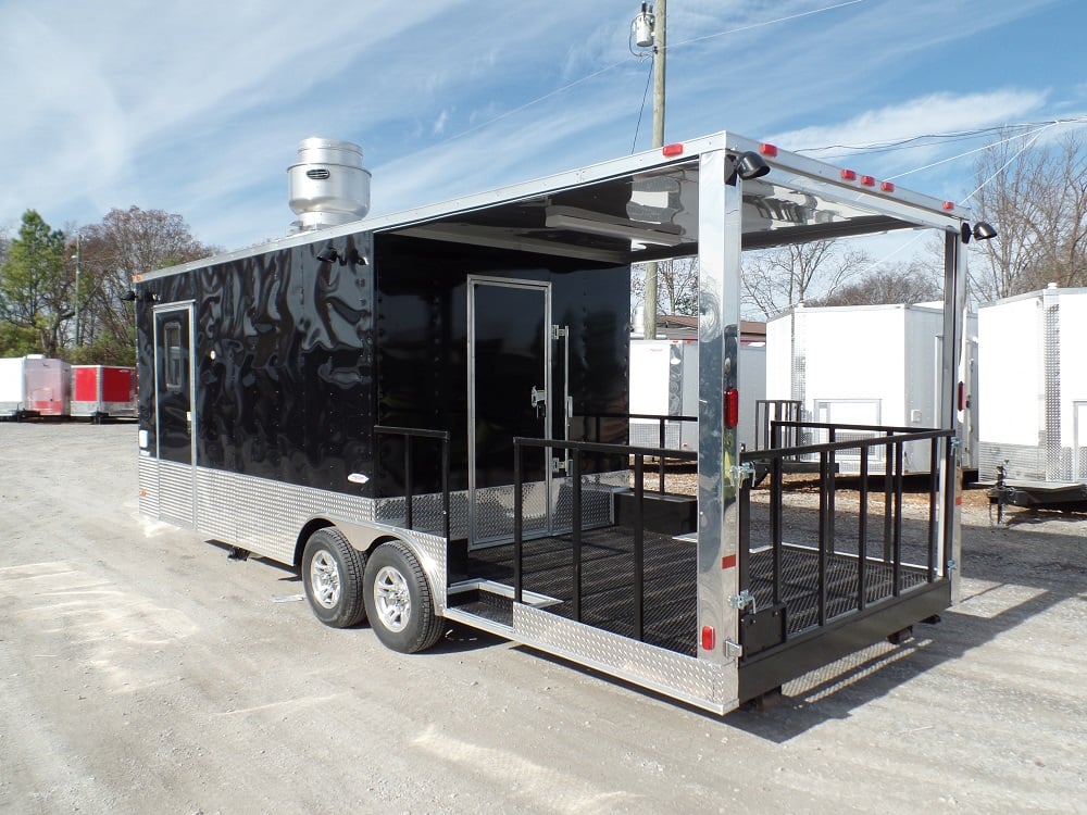 8.5' x 24' Concession Food Trailer Black BBQ Event