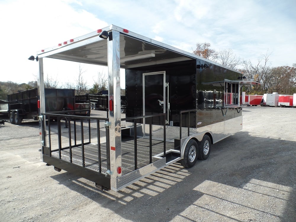 8.5' x 24' Concession Food Trailer Black BBQ Event