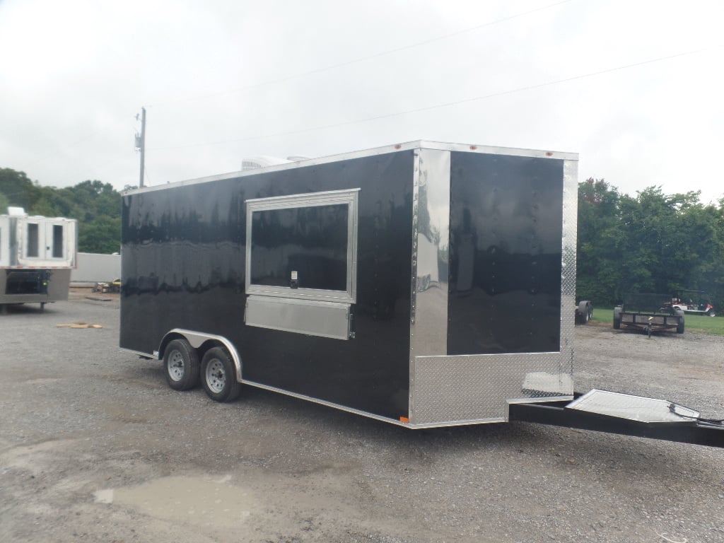 8.5' x 18' Black Food Catering Concession Trailer