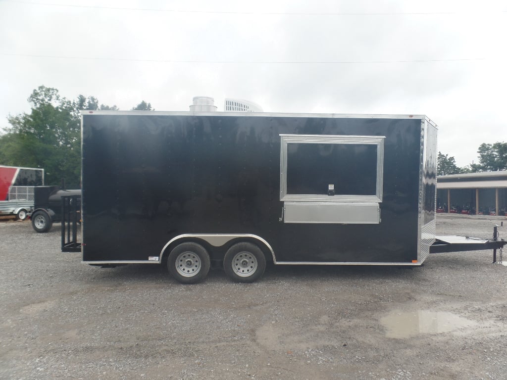 8.5' x 18' Black Food Catering Concession Trailer