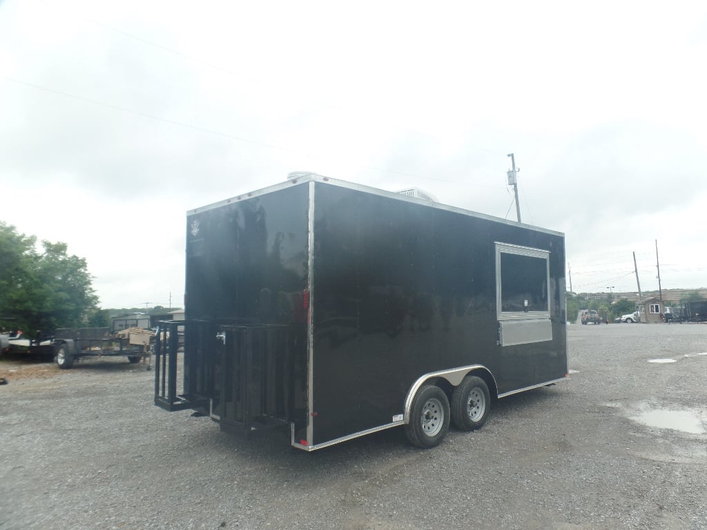 8.5' x 18' Black Food Catering Concession Trailer