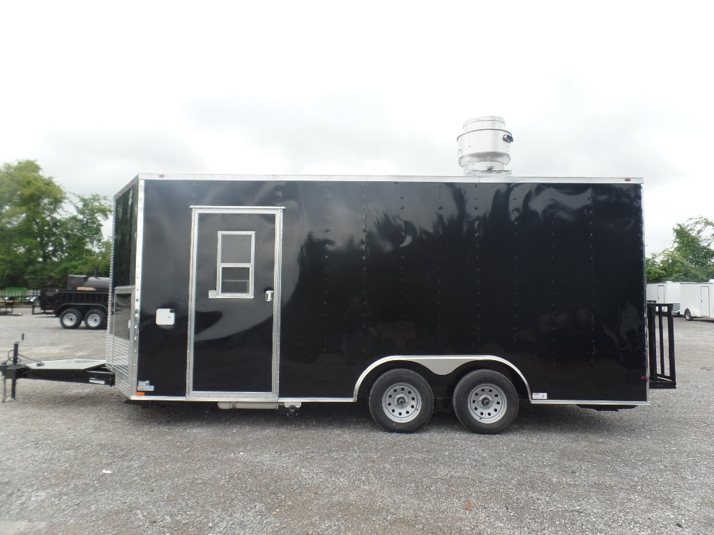 8.5' x 18' Black Food Catering Concession Trailer