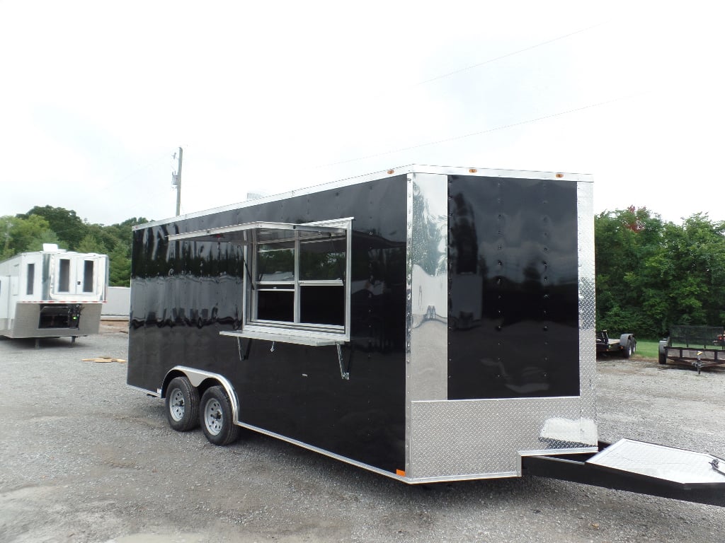 8.5' x 18' Black Food Catering Concession Trailer