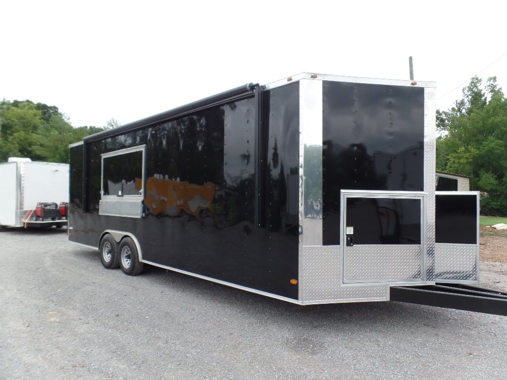 8.5' x 24' Black Food Concession Trailer With Appliances