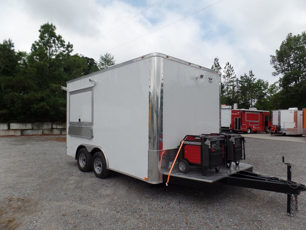 8.5' x 14' White Extended Main Frame Concession Food Trailer