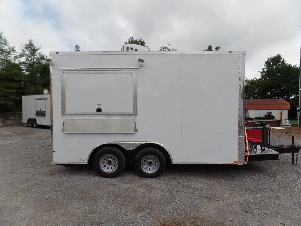 8.5' x 14' White Food Concession Trailer With Appliances