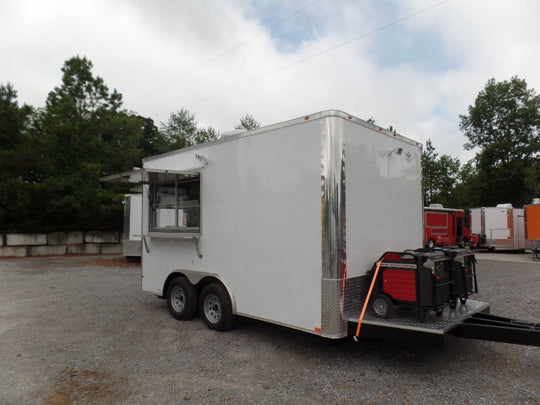 8.5' x 14' White Food Concession Trailer With Appliances