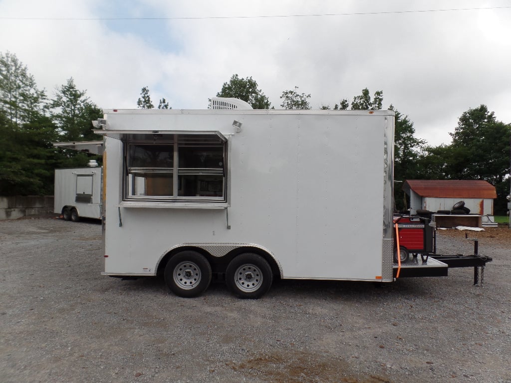 8.5' x 14' White Extended Main Frame Concession Food Trailer