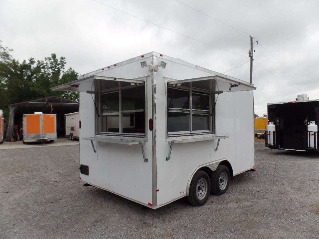 8.5' x 14' White Extended Main Frame Concession Food Trailer