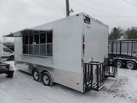 8.5' x 20' Concession Food Trailer White Event Catering