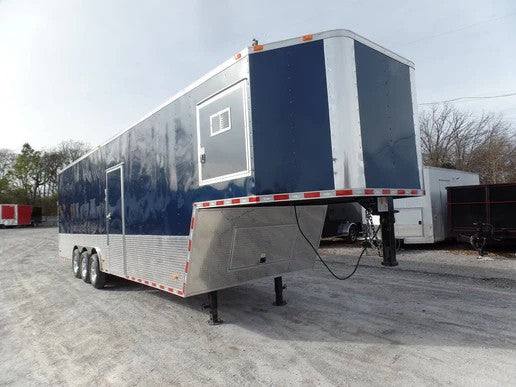 Enclosed Trailer 8.5 X 36 Indigo Blue Gooseneck Motorcycle Hauler Storage - SLE Equipment - 1
