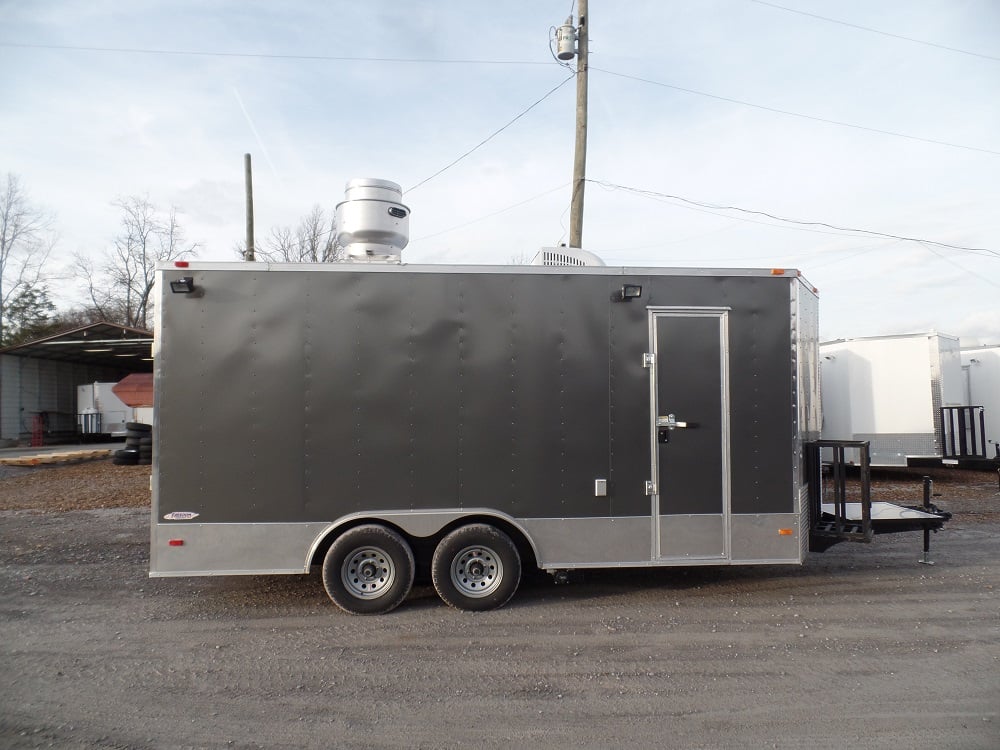 8.5' x 17' Concession Food Trailer Charcoal Grey