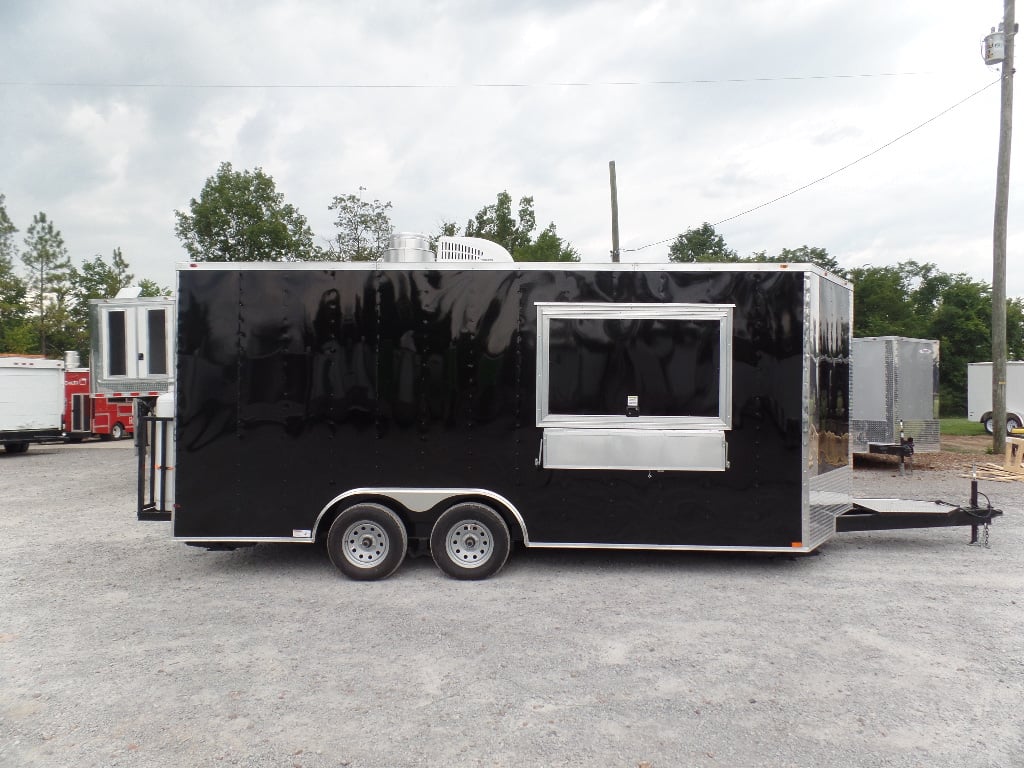 8.5' x 18' Black Food Catering Concession Trailer With Appliances