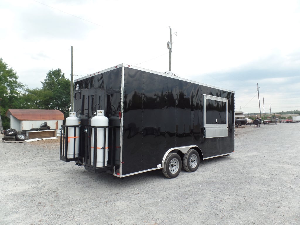 8.5' x 18' Black Food Catering Concession Trailer With Appliances