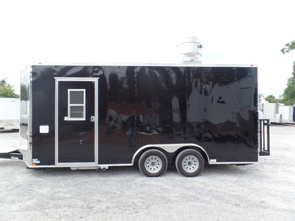 8.5' x 18' Black Food Catering Concession Trailer With Appliances