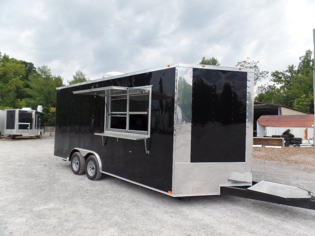 8.5' x 18' Black Food Catering Concession Trailer With Appliances