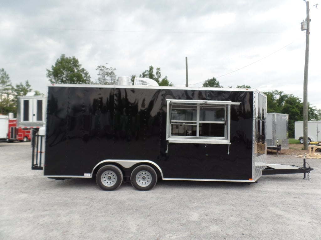 8.5' x 18' Black Food Catering Concession Trailer With Appliances