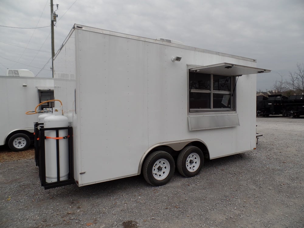 8.5' x 16' Concession Food Trailer White Event Catering