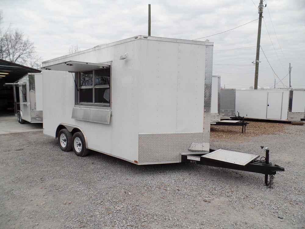 8.5' x 16' Concession Food Trailer White Event Catering