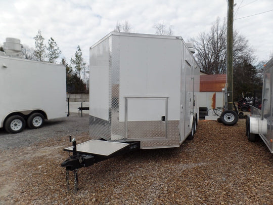 8.5' x 16' White Concession Food Trailer With Appliances