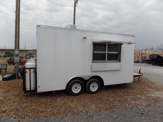 8.5' x 16' White Concession Food Trailer With Appliances