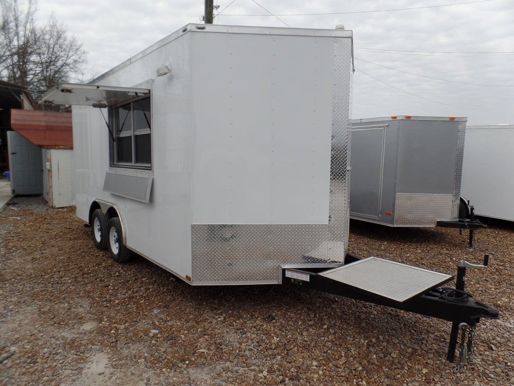 8.5' x 16' White Concession Food Trailer With Appliances