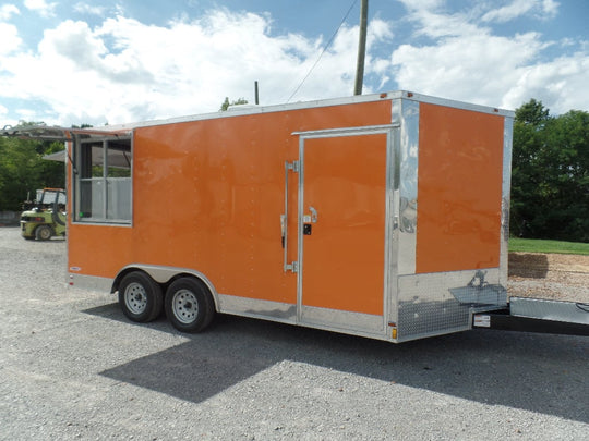 8.5' x 16' Orange Ticket Booth Custom Enclosed Trailer