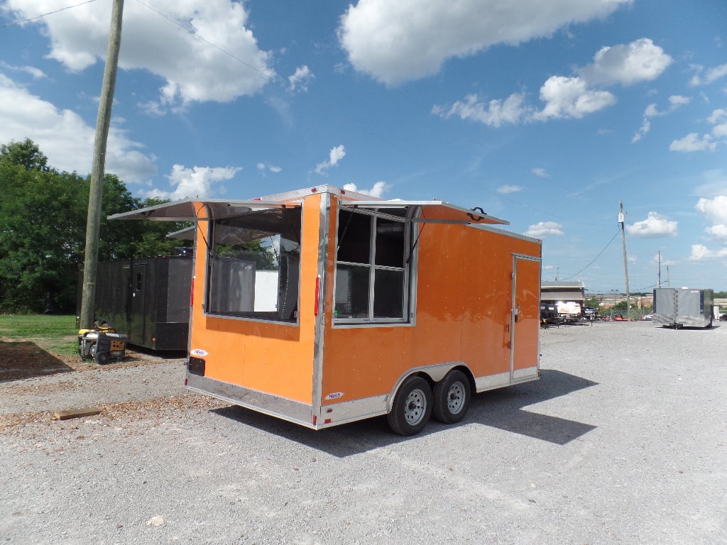 8.5' x 16' Orange Ticket Booth Custom Enclosed Trailer