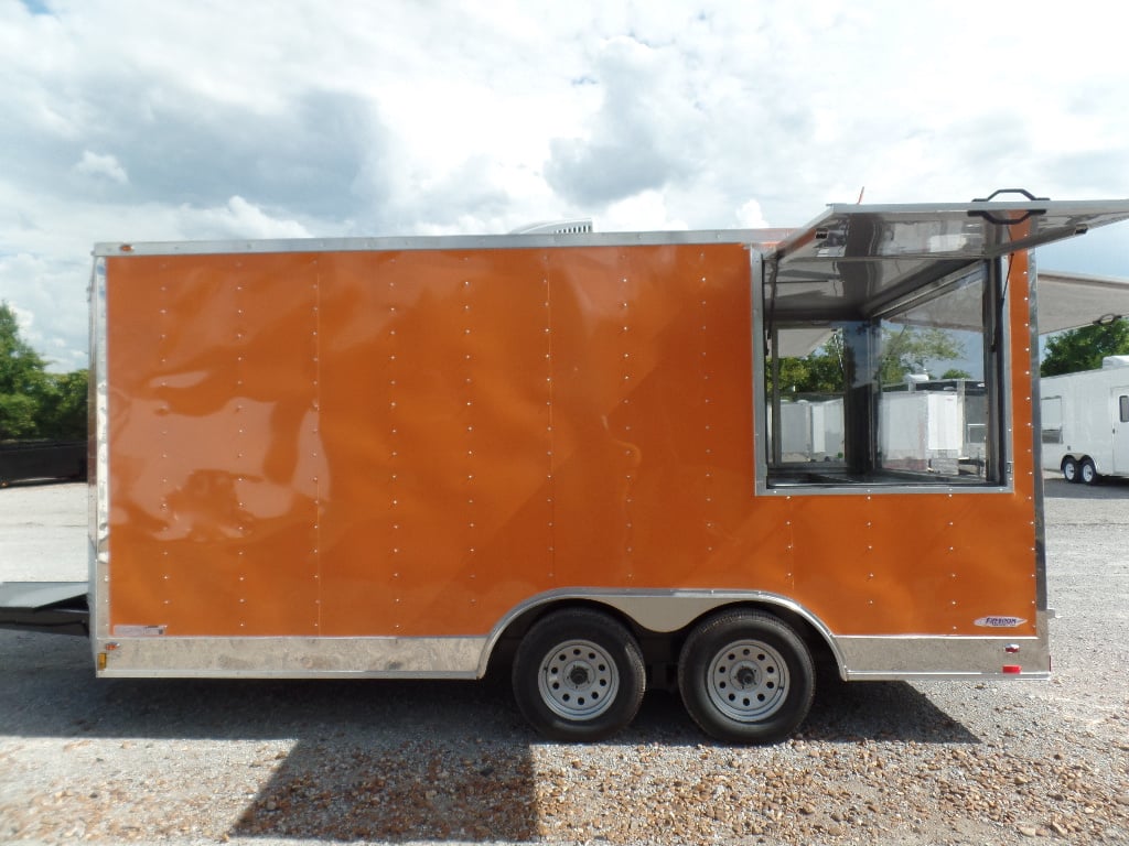 8.5' x 16' Orange Ticket Booth Custom Enclosed Trailer