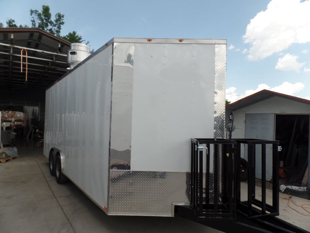 White 8.5' x 20' Enclosed Concession Food Trailer