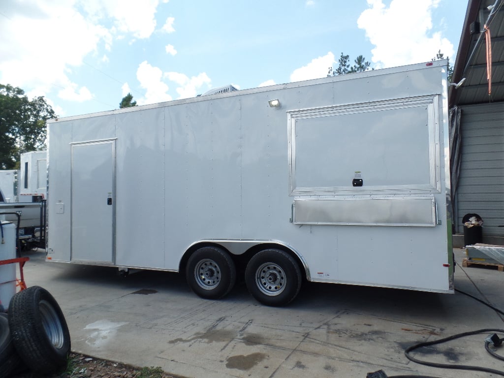 White 8.5' x 20' Enclosed Concession Food Trailer