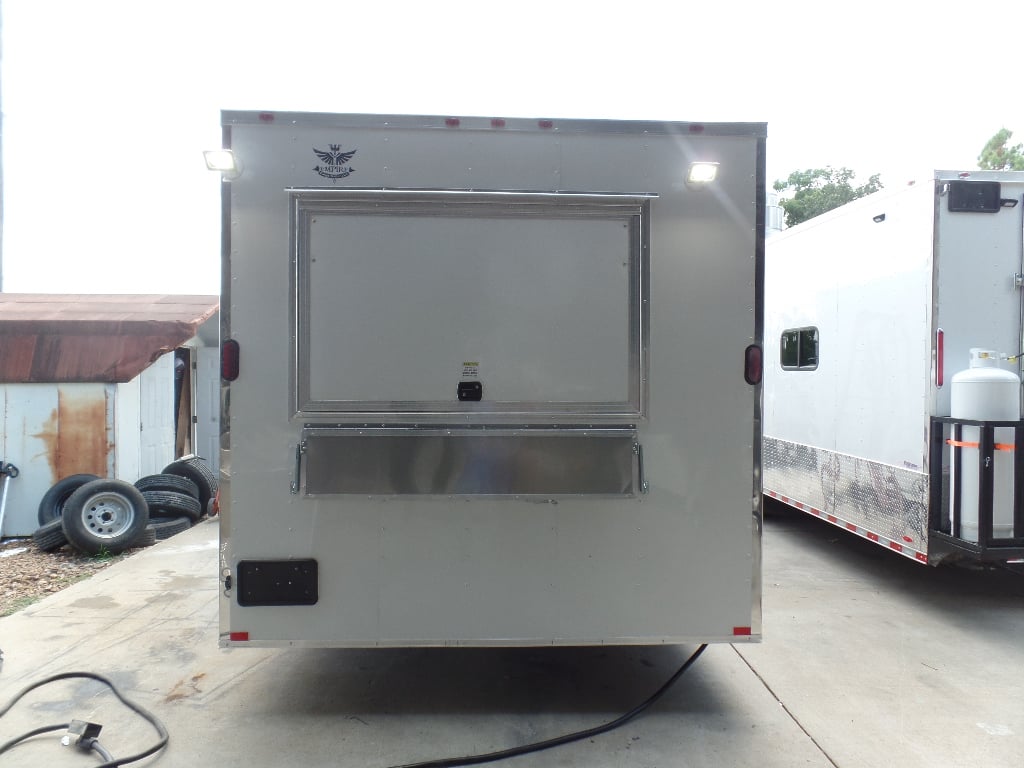 White 8.5' x 20' Enclosed Concession Food Trailer