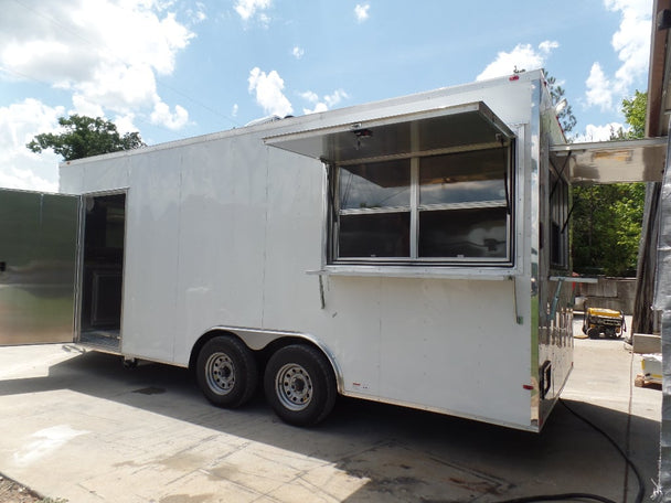 White 8.5' x 20' Enclosed Concession Food Trailer